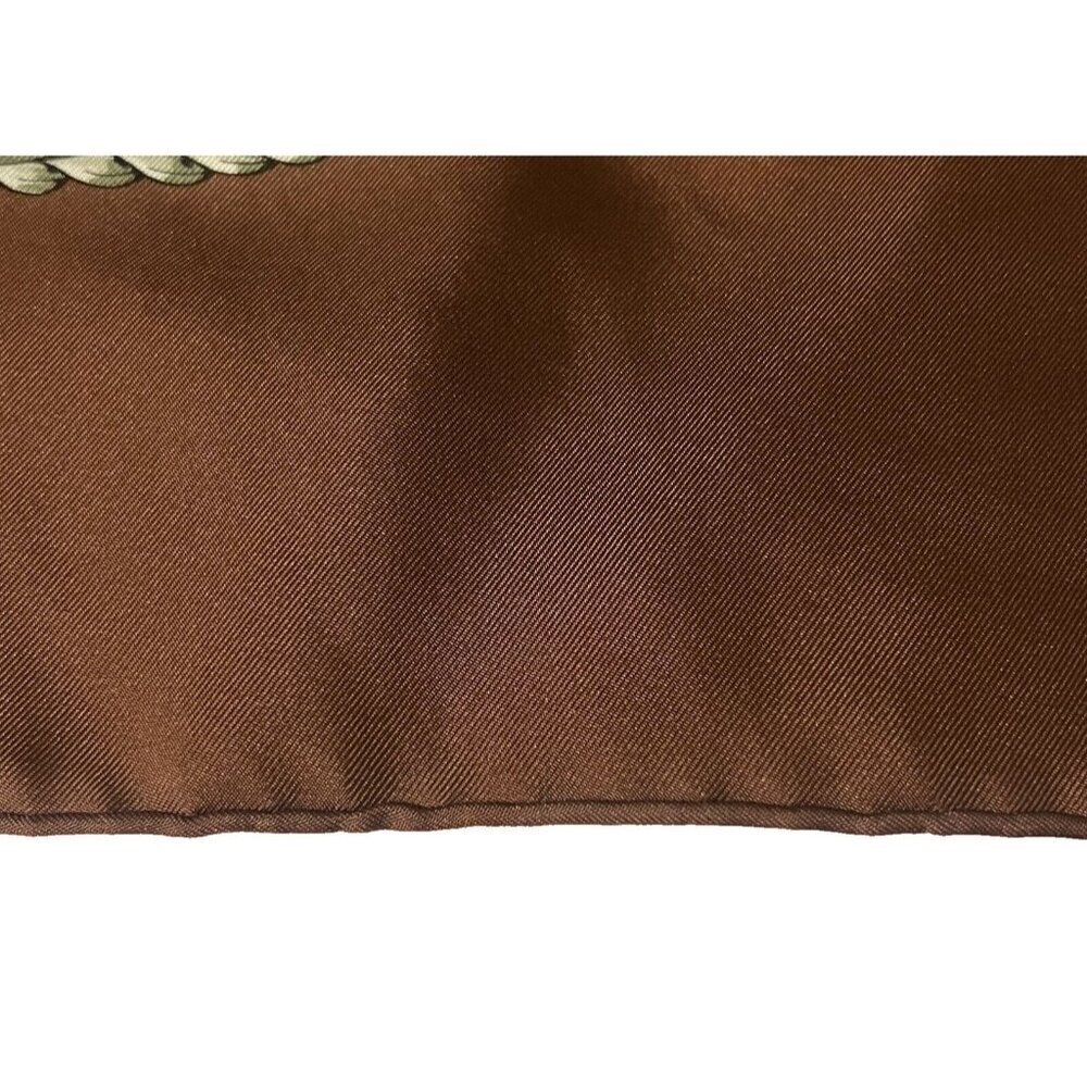 Hermès Carré 90 Terres Precieuses Silk Scarf Brown Hand Rolled France - Picture 9 of 15